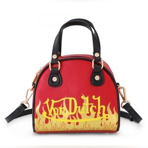 NWT/NIB Von Dutch “City of Angels”Yellow Flame Bowling Bag Purse